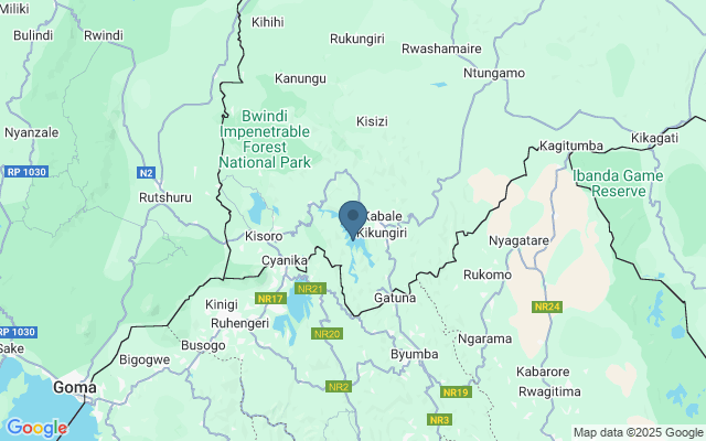 Kaart met locatie Lake Bunyonyi